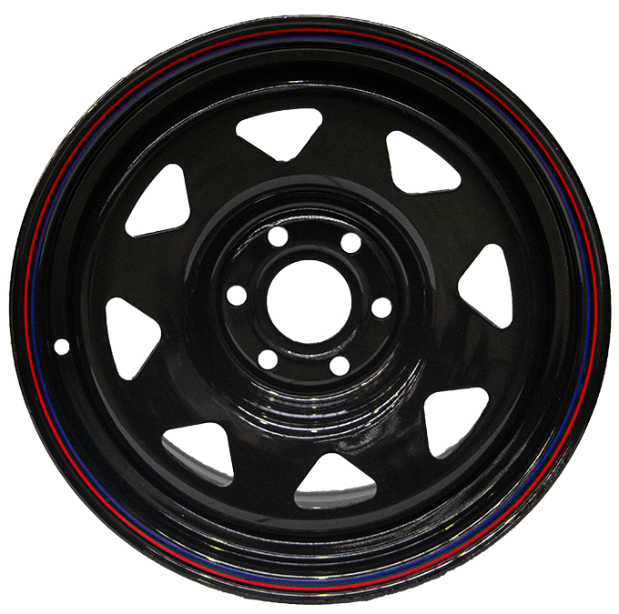 15 X 8 RAPTUR GLOSS BLACK OS 0 6X139.7 8 SPOKE STEEL